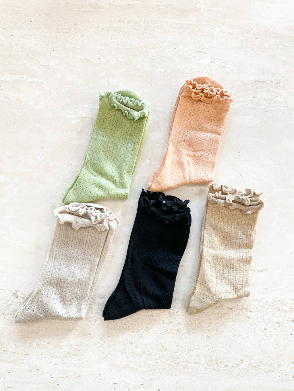 Marshmallow Frill Mesh Socks: Green