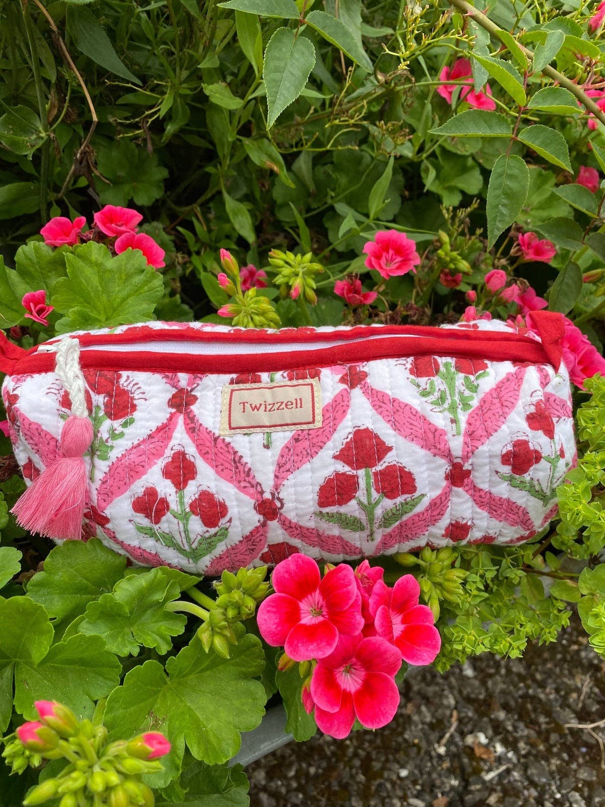 Quilted Indian Block Print Pencil Case - Bright