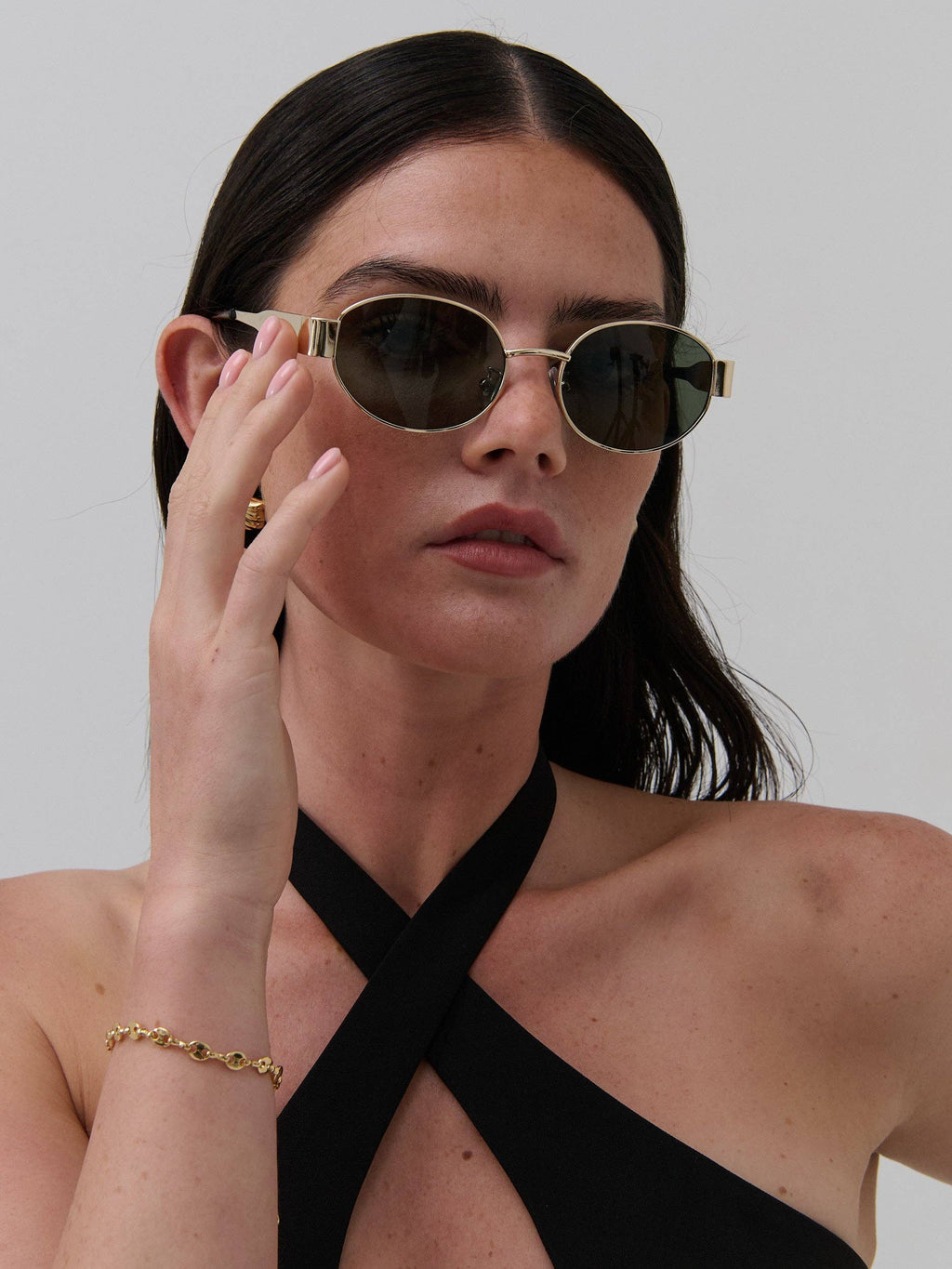 L&S Round Metal Oval Sunglasses in Black