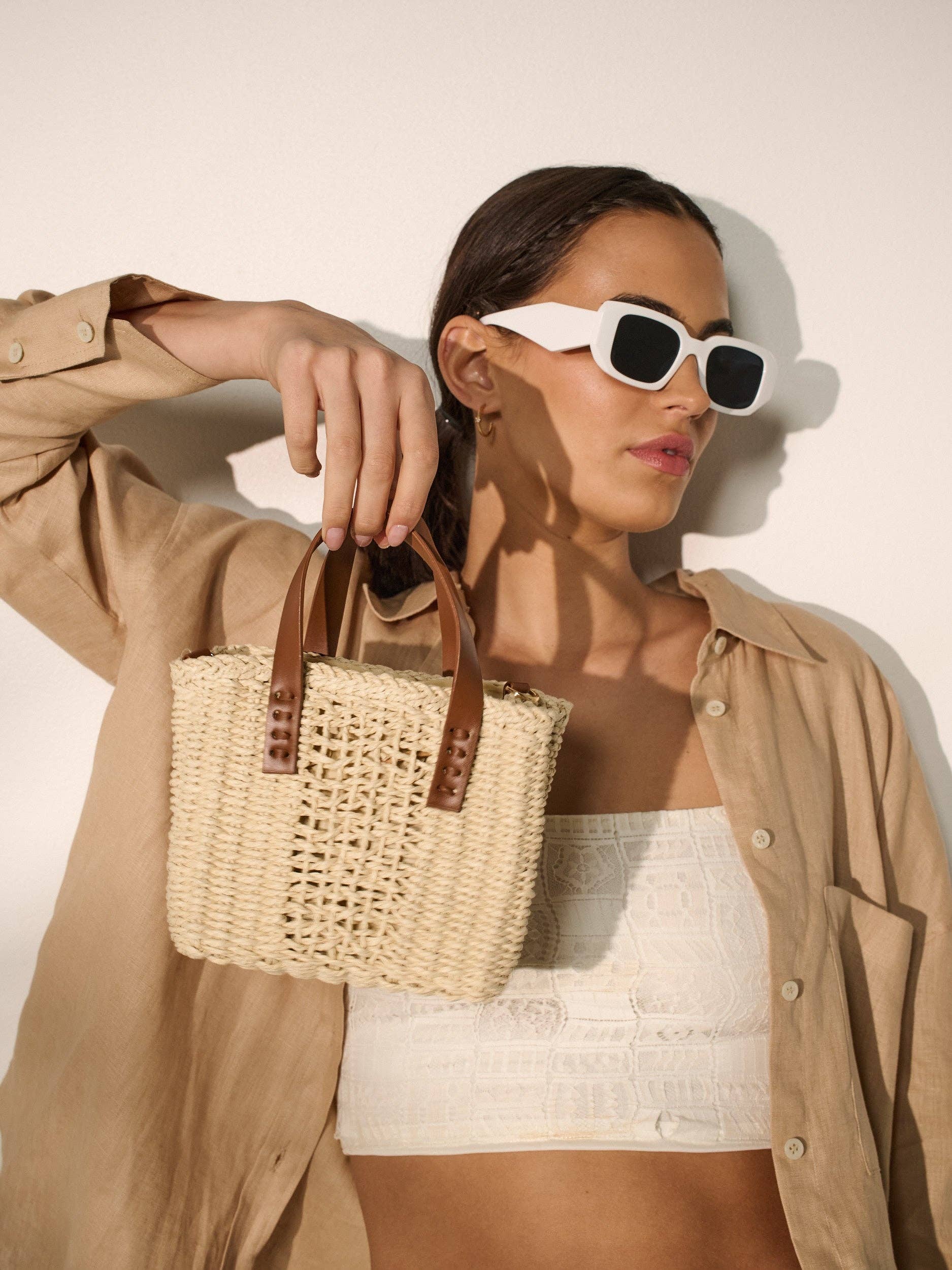 Piccolo Petit Straw Bag in Beige