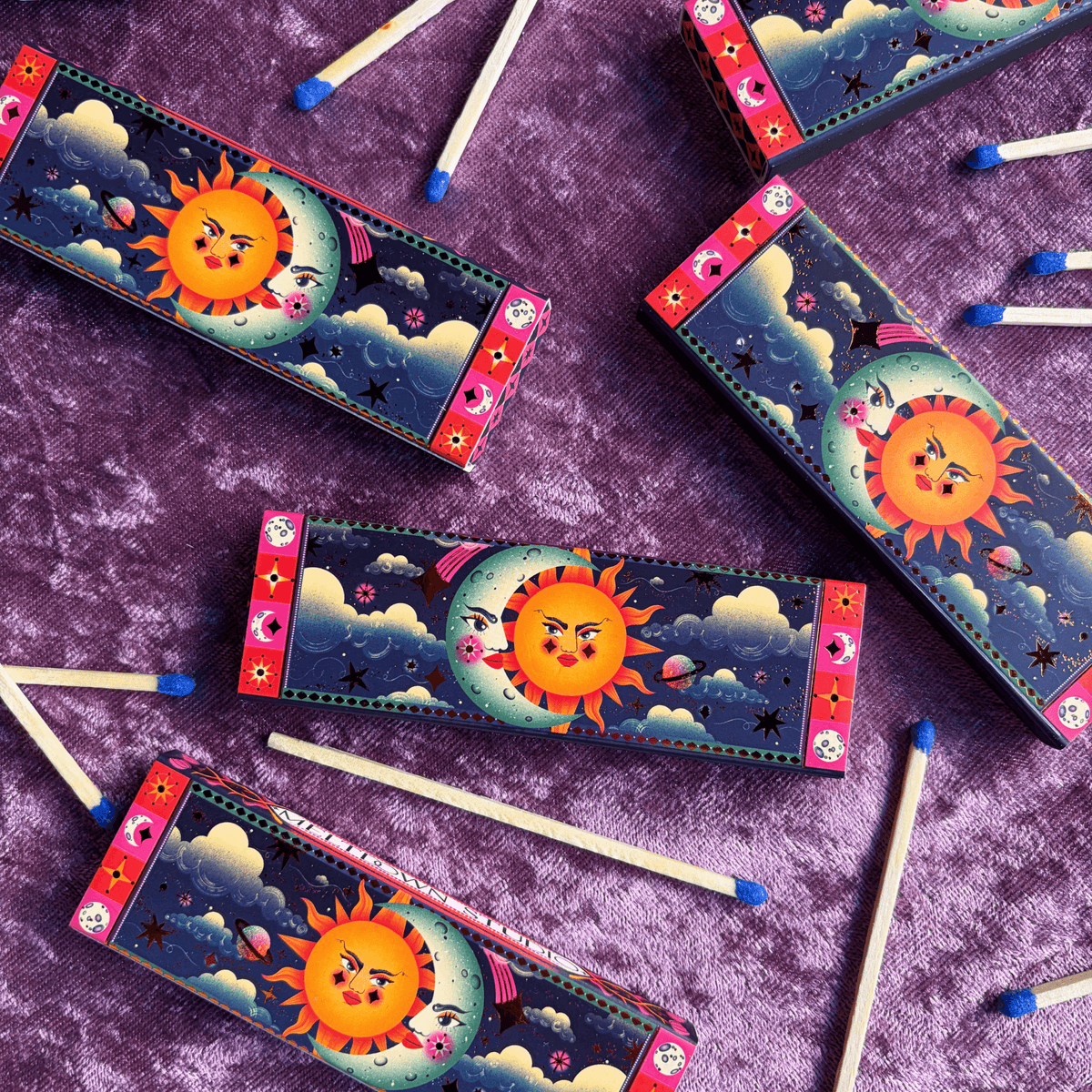 Celestial Sun and Moon Matchbox