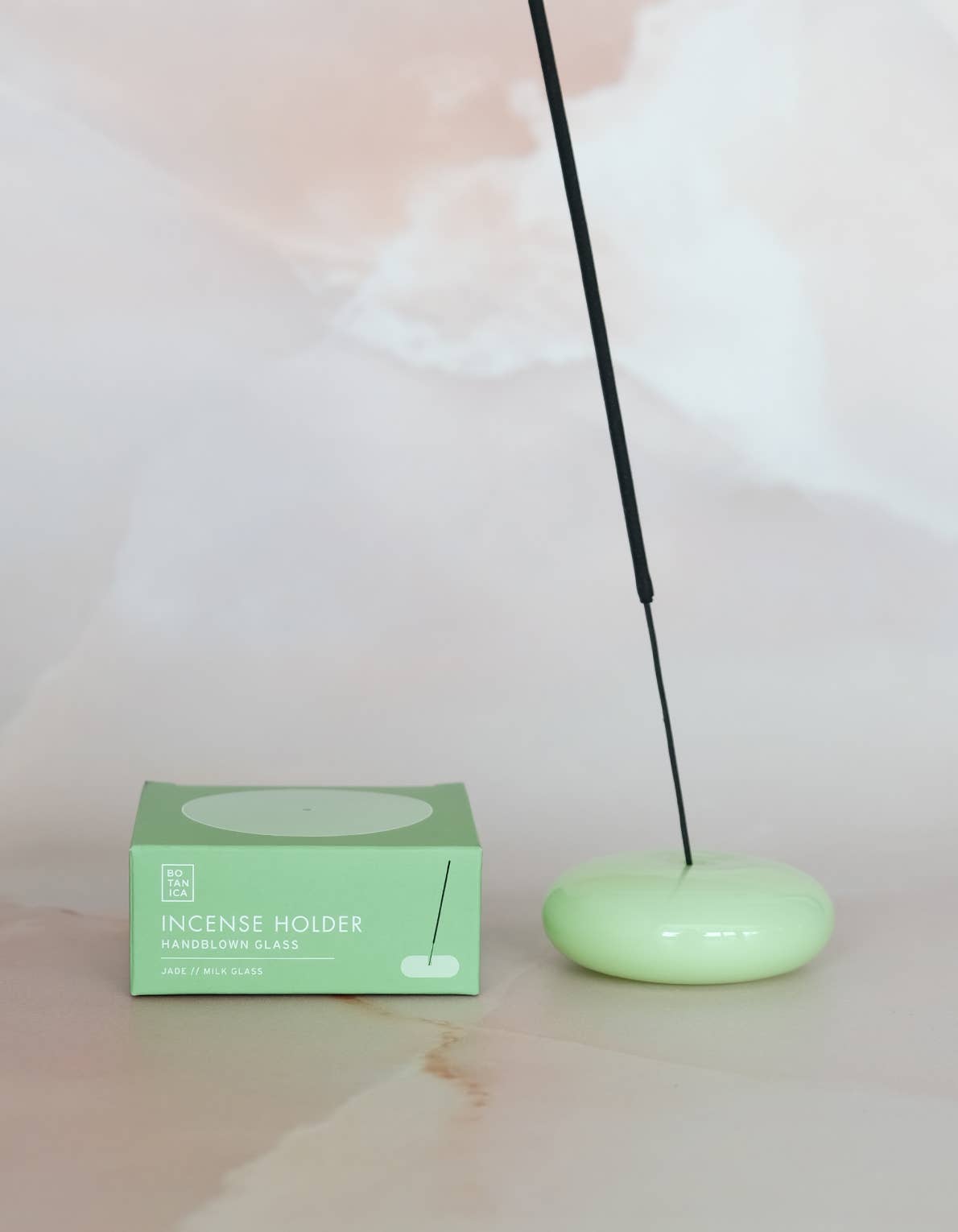 Glass Bubble Incense Holder - Jade Milk Glass
