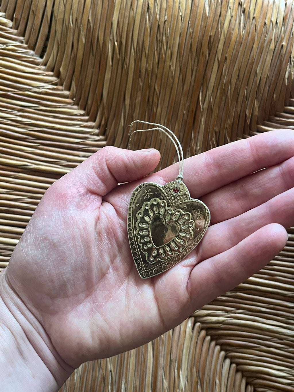 Small Heart - Faux-tin Ornament - Gold single tag