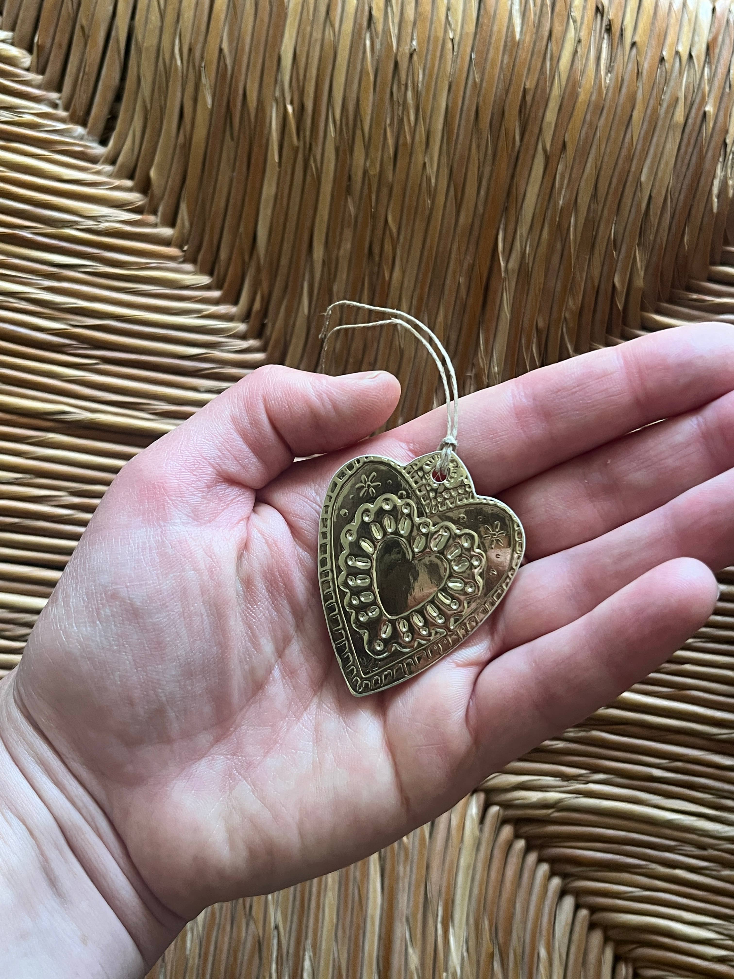 Small Heart - Faux-tin Ornament - Gold single tag