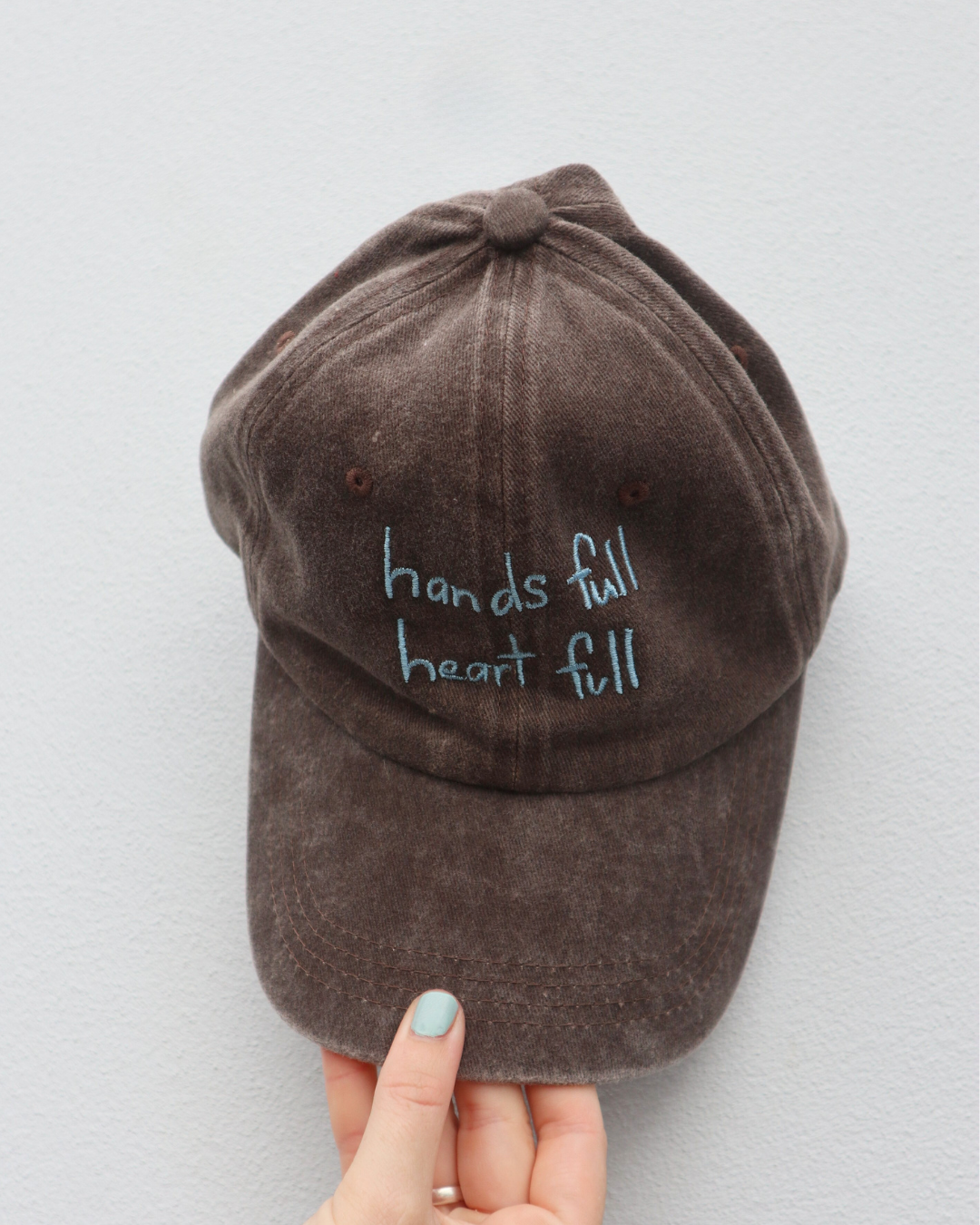 Heart Full Adults Cap: Green w/ Pink Design