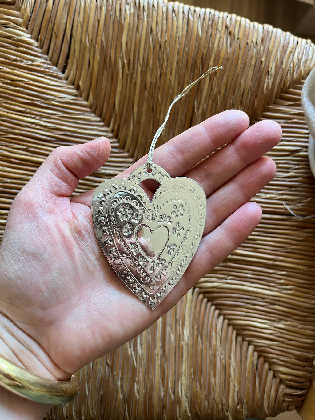 Heart- Faux-tin Ornament - Silver single tag