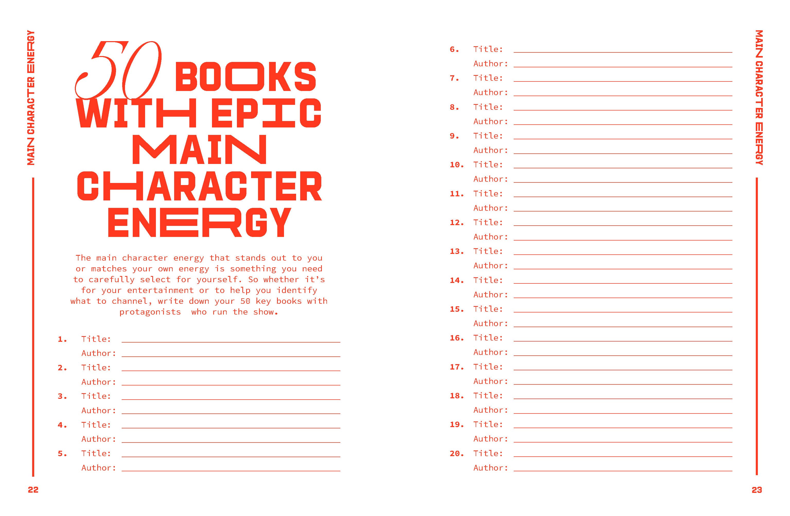 Reading Journal - Main Character Energy
