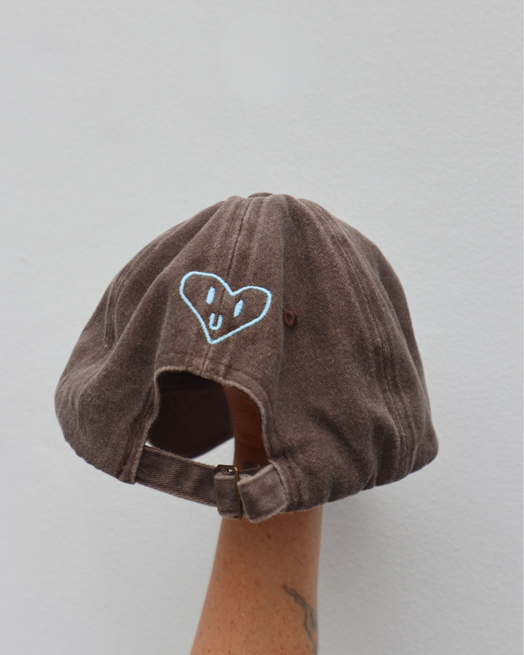 Heart Full Adults Cap: Green w/ Pink Design