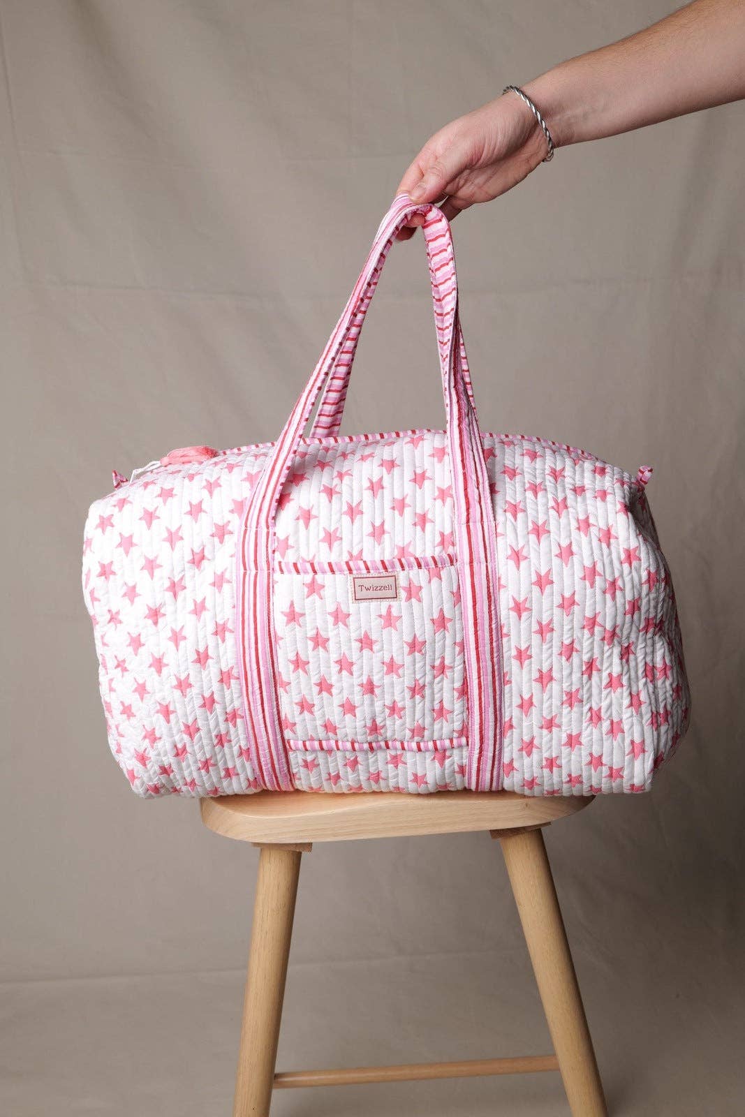 Indian Block Print Weekend Bag - Pink Star