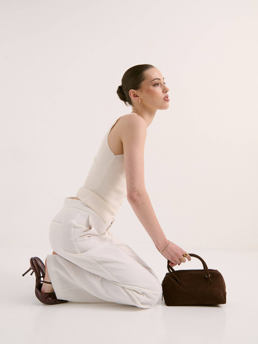 Tory Suede Crossbody Bag In Brown