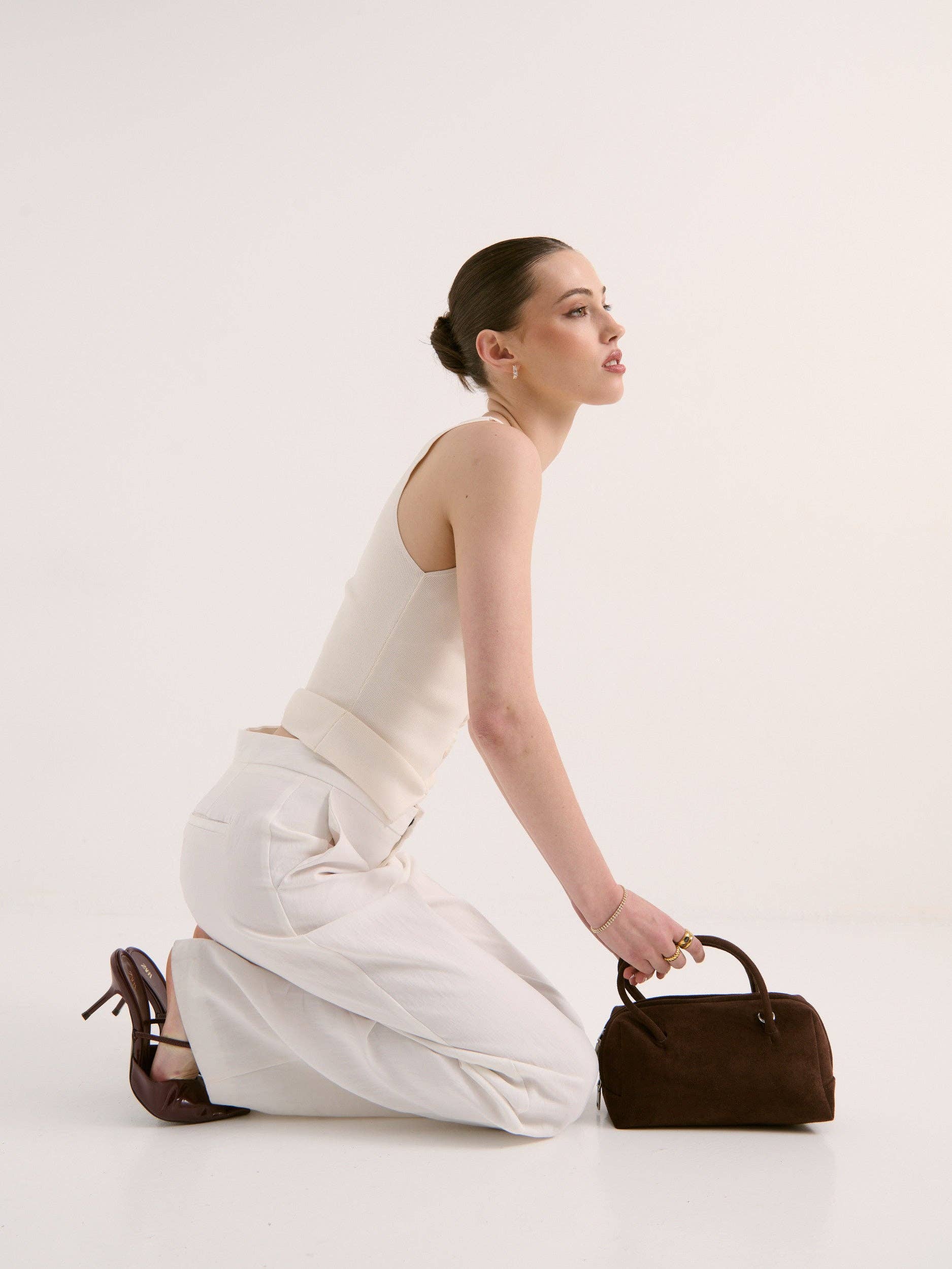 Tory Suede Crossbody Bag In Brown