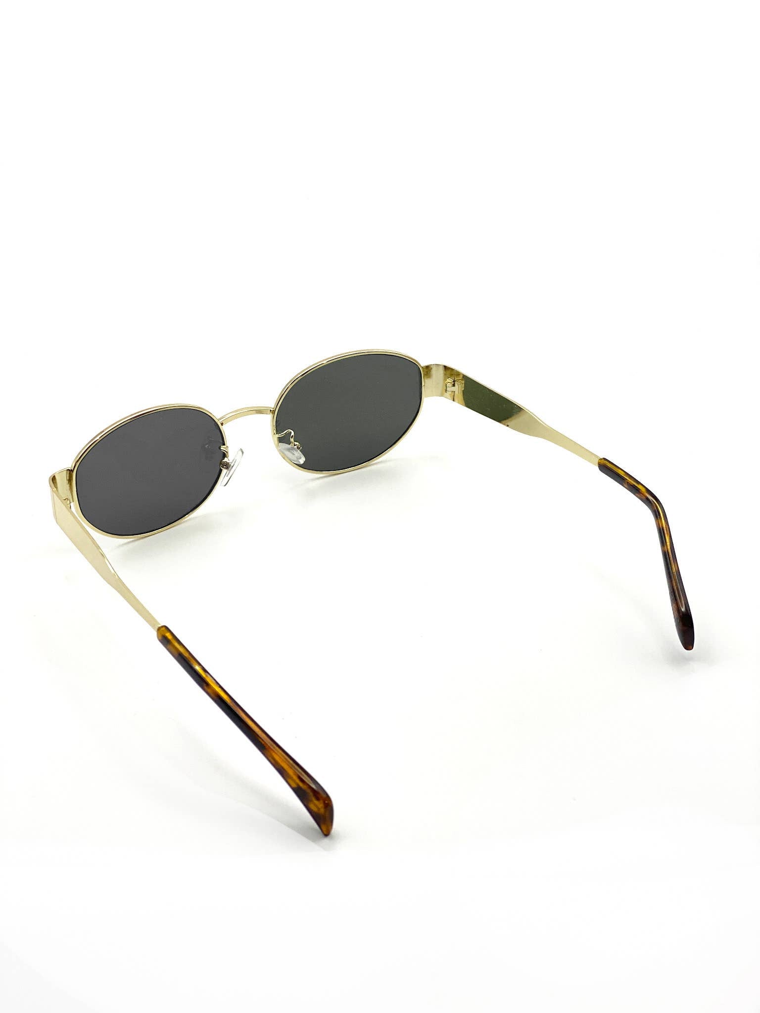 L&S Round Metal Oval Sunglasses in Black