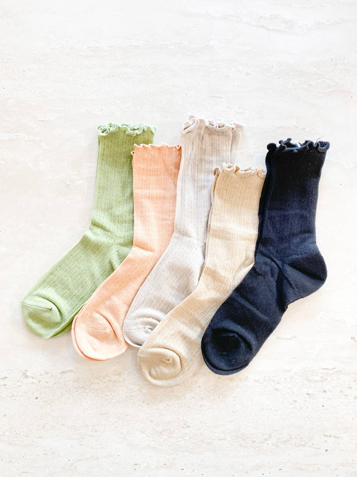 Marshmallow Frill Mesh Socks: Green