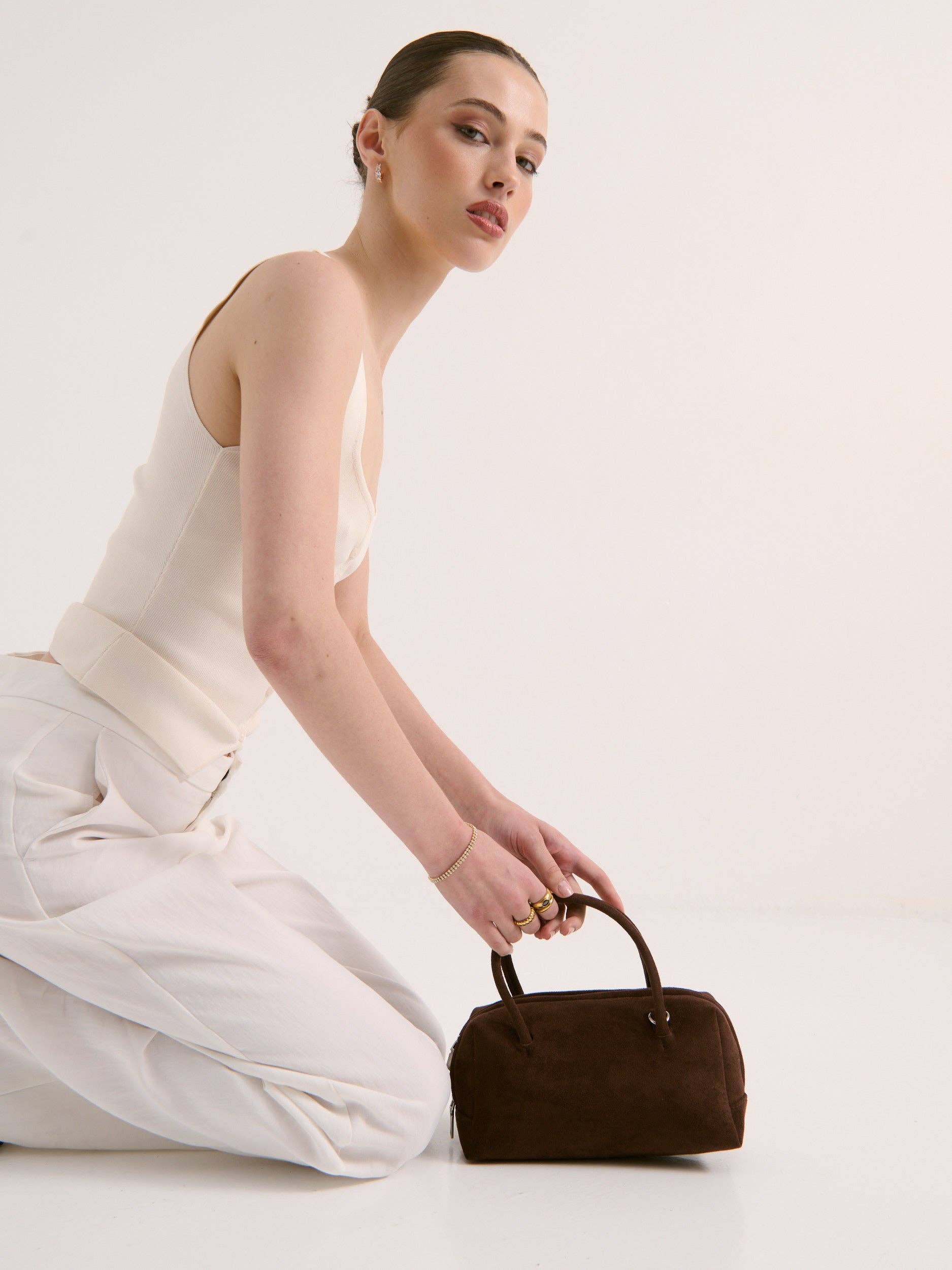 Tory Suede Crossbody Bag In Brown